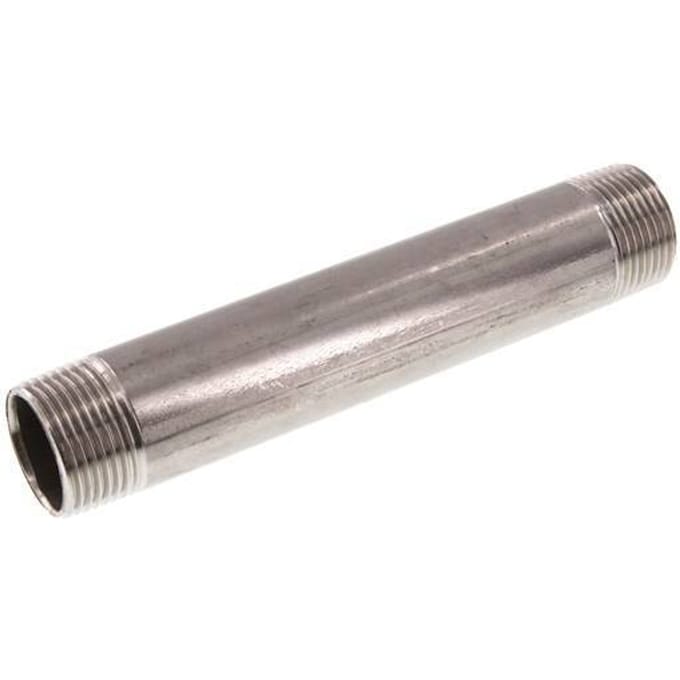 R 1'' RVS Dubbele Pijpnippel 20 Bar DIN 2982 - 170mm - FL2S-M-ST-100R-170L