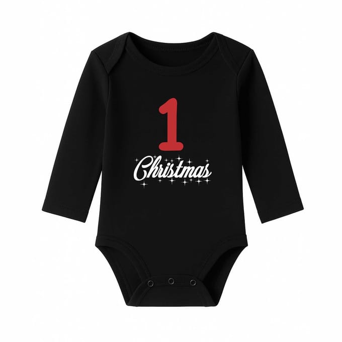 Romper 1st Christmas - zwart - lange mouw
