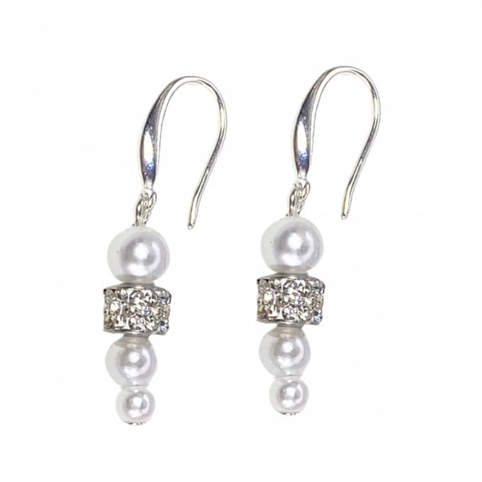Zilver wit Synthetische-parel strass oorbellen Odelia - Charme Bijoux