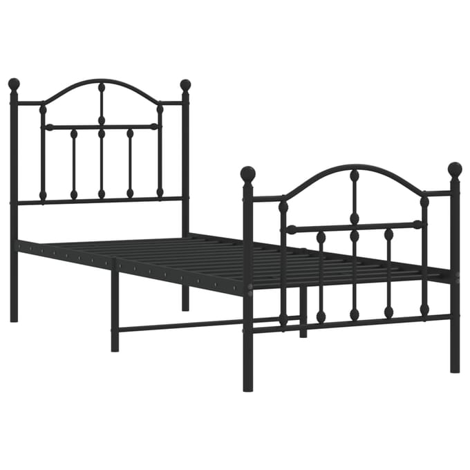 vidaXL - Bedframe - met - hoofd- - en - voeteneinde - metaal - zwart - 75x190 - cm