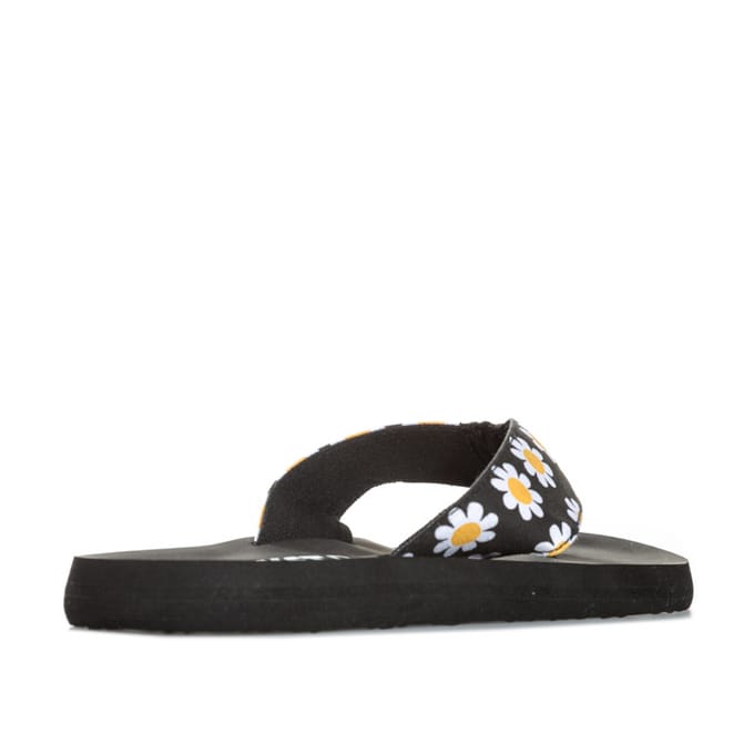 Rocket Dog Adios teenslippers met madeliefjes voor dames, zwart