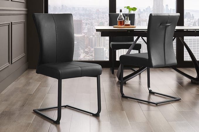 Moderne sledestoel SAMSON zwart echt lederen metalen frame met comfortabele handgreep - 45174