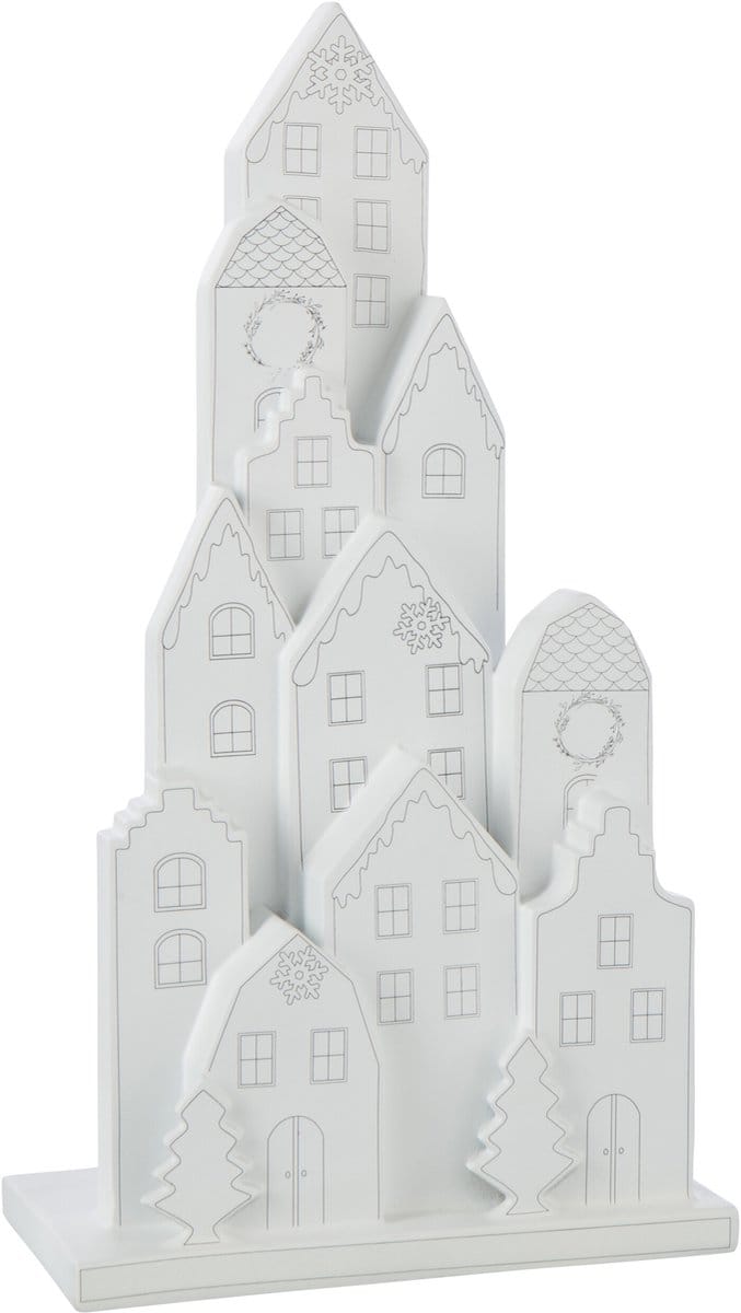 J-Line decoratie Huis Klassiek - polyresin - wit/zwart
