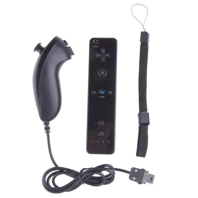 Wiimote Controller Nunchuk voor Nintendo Wii Wii U Game Zwart + siliconen hoesje + riem