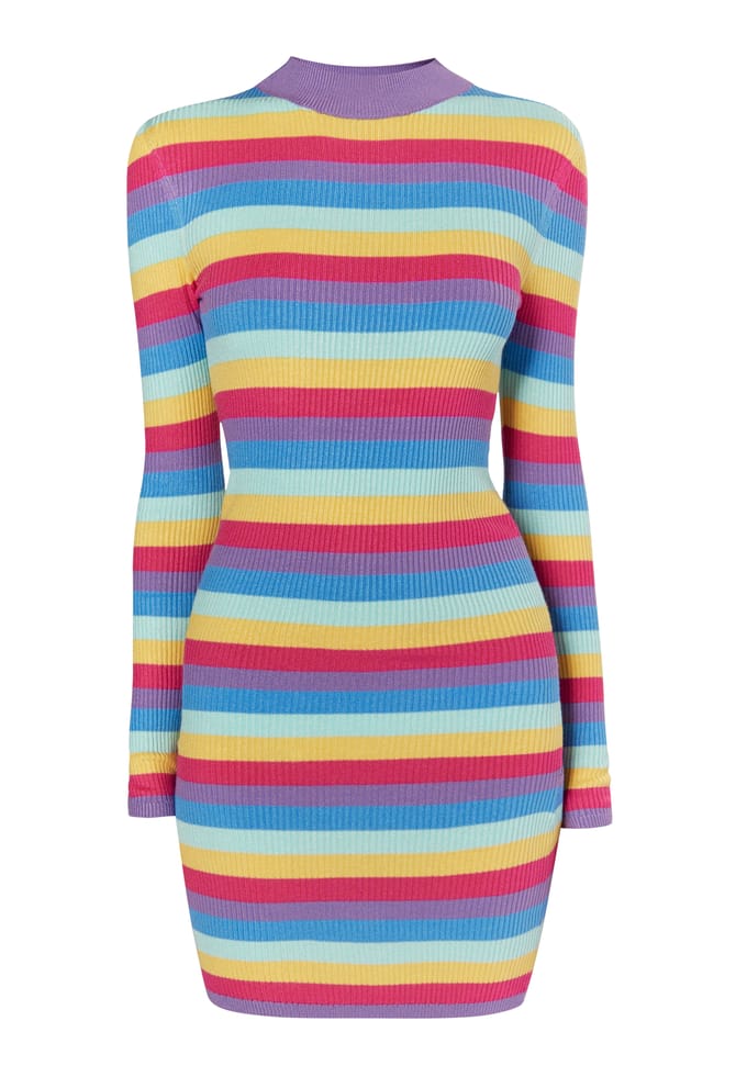 Mymo Gebreide jurk Dames Violet veelkleurig