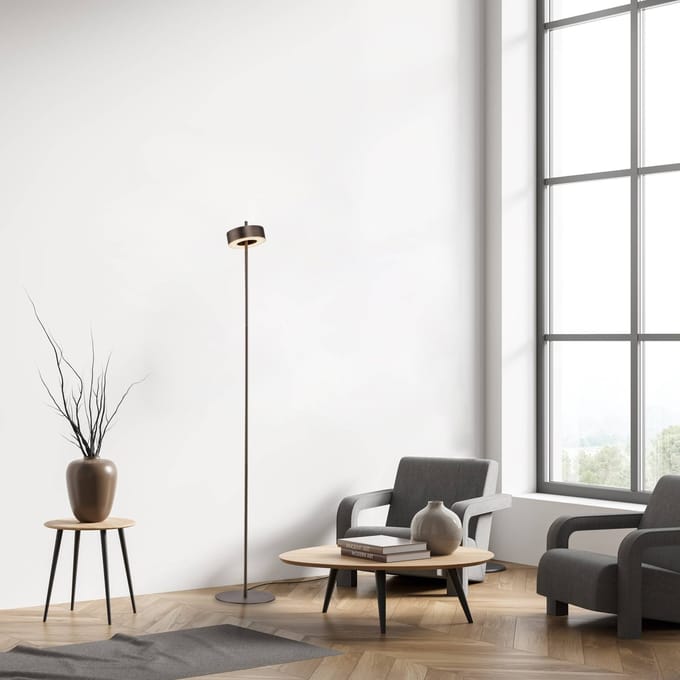 Q-Smart-Home Paul Neuhaus LED vloerlamp Q-Rotate donkerbruin 140 cm