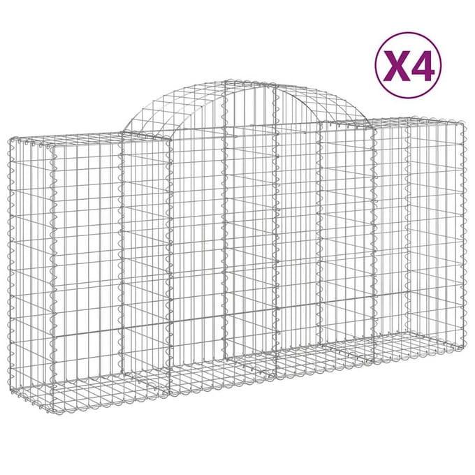 vidaXL - Schanskorven - 4 - st - gewelfd - 200x50x100/120 - cm - ijzer