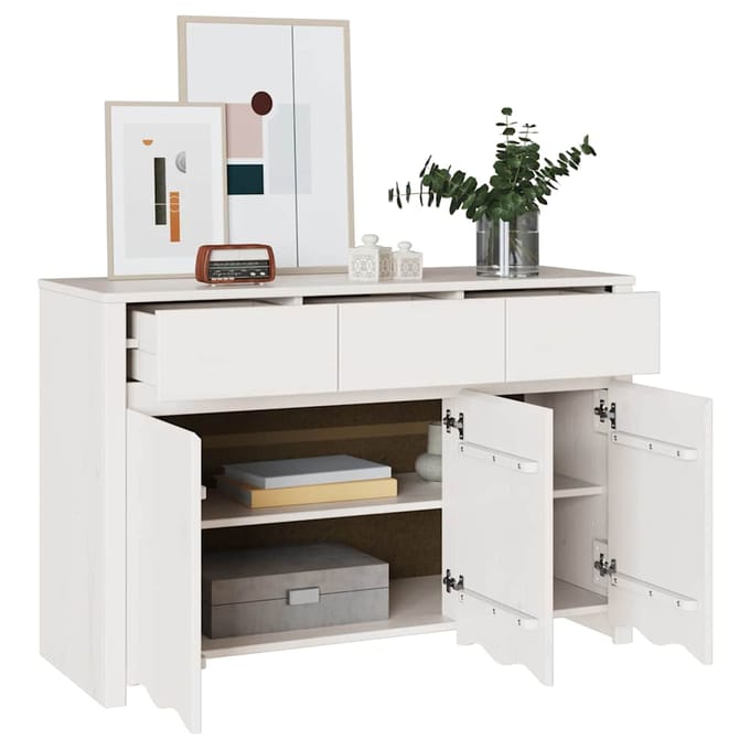 vidaXL - Dressoir - Drammen - Wit - 114 - x - 43 - x - 75,5 - cm - Massief - grenenhout