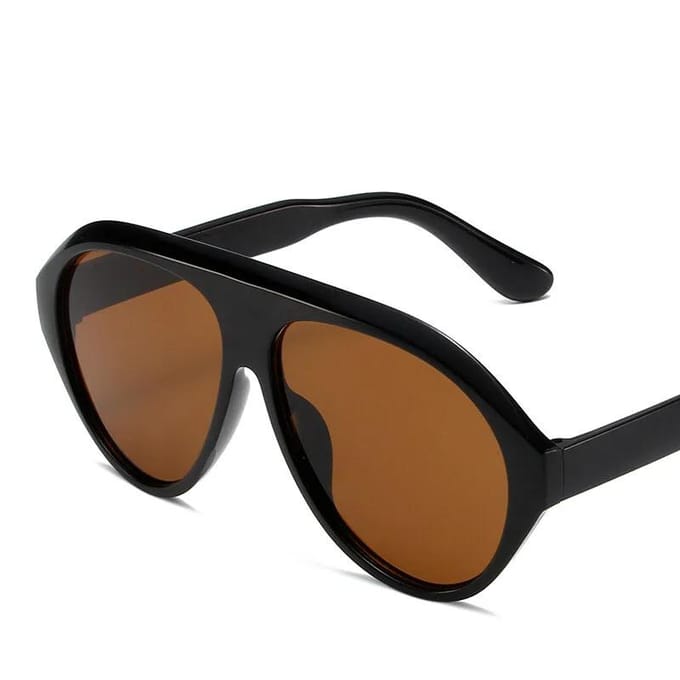 Pilot Oversized Zonnebril Goggles Dames Mode Luxe Merk Designer Zonnebrillen Heren Dames Groot Frame Trendy Tinten Uv400 black