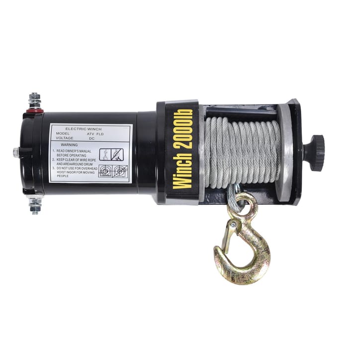 12V 2000LBS Elektrische Lier Staalkabel Takel Kraan Lier Controller Kit met Legeringshaak