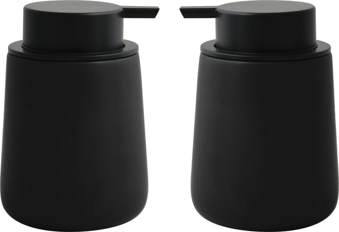 MSV Zeeppompje/dispenser Malmo - 2x - Keramiek - zwart - 8,5 x 12 cm - 300 ml