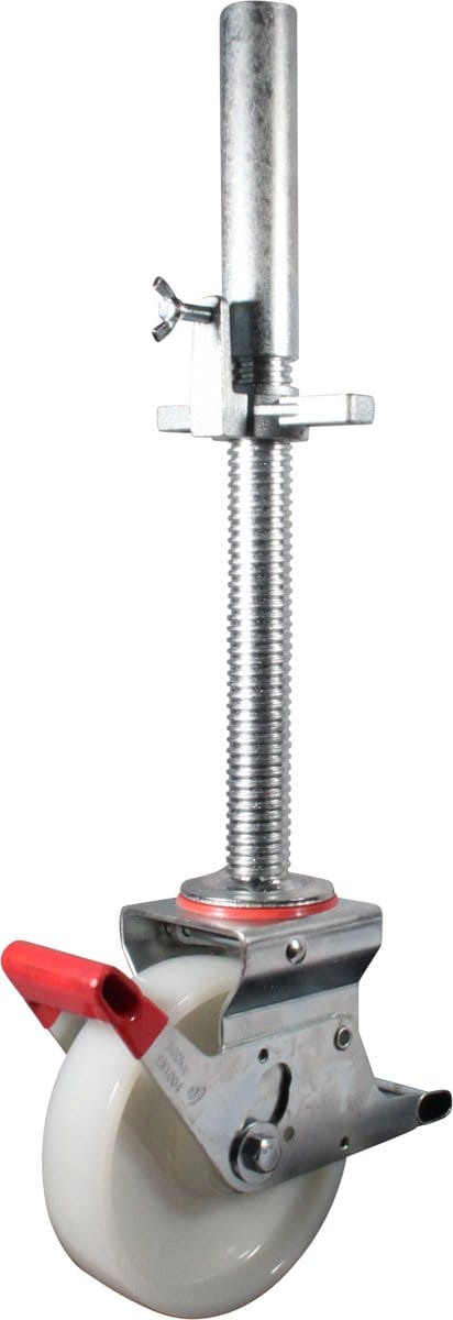 Rolsteiger wielen diam 200 mm wit nylon dubbel geremd.