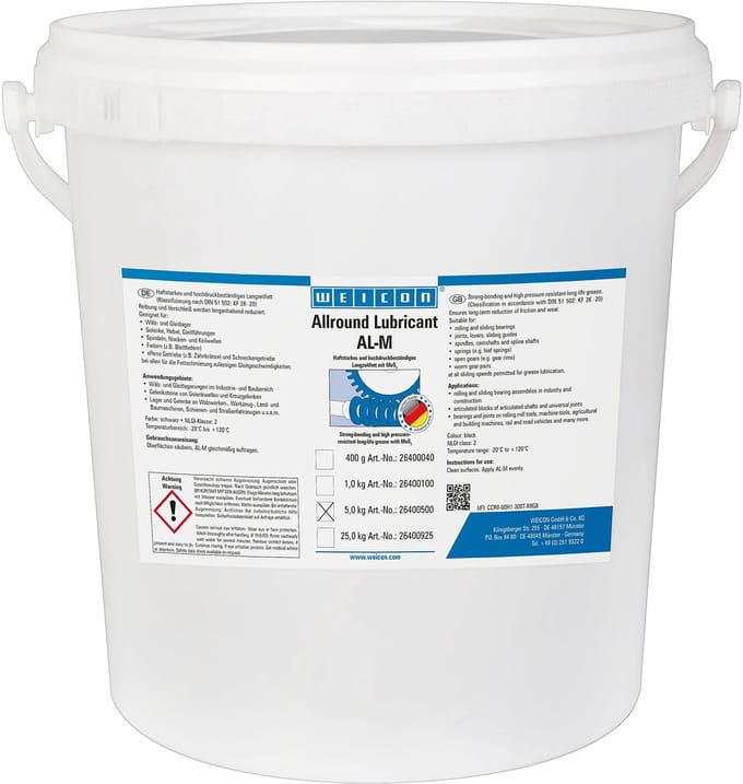 WEICON Allround-Smeermiddel AL-M – 5 kg Zwart Vet met MoS4