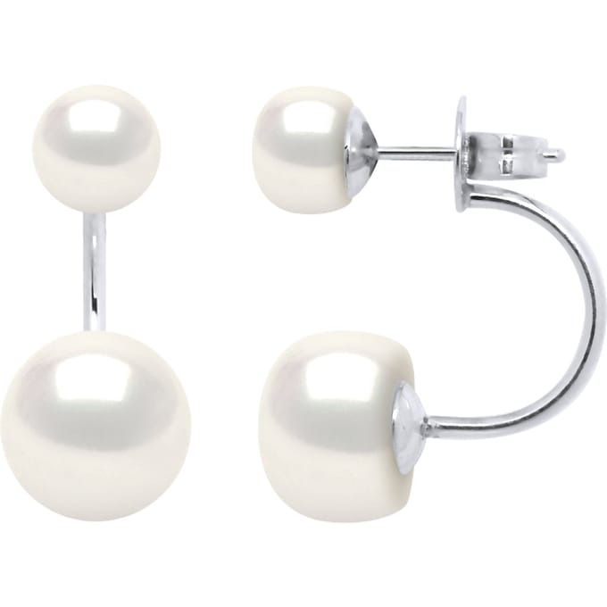 DUO Parel Oorbellen Zoetwater White 6 en 9 mm 925