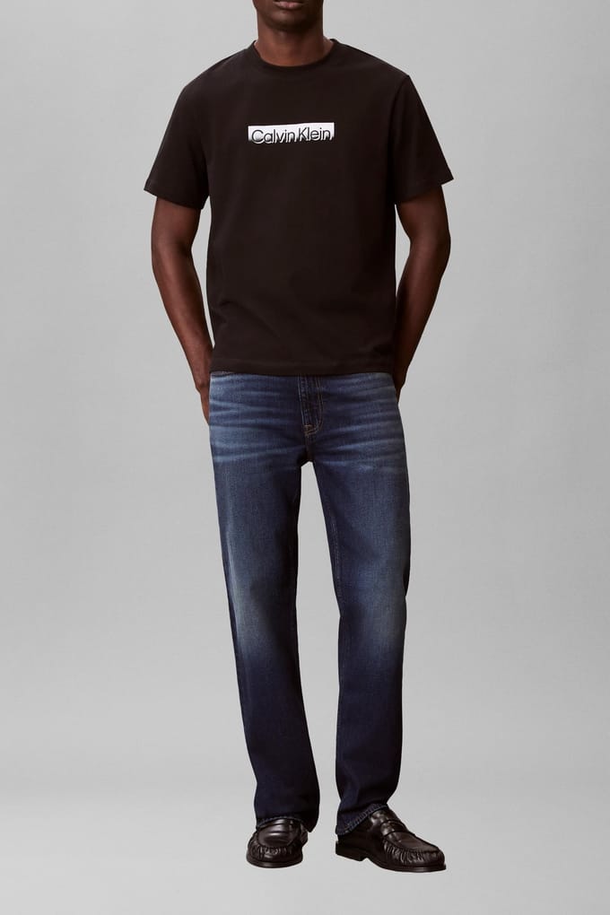 Calvin Klein Ss 20s Tonal Metallic Tee Black Größe: XL | Basic T-Shirts Outlet | Herren | Schwarz