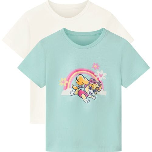 Lidl Set van 2 kinder T-shirts Paw Patrol (Wit/mint, 110/116)