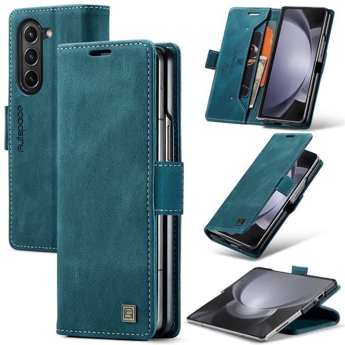 Luxe Flip Case met RFID Bescherming Kaarthouder en Magneetsluiting voor Samsung Galaxy Z Fold 7 _ Blauw