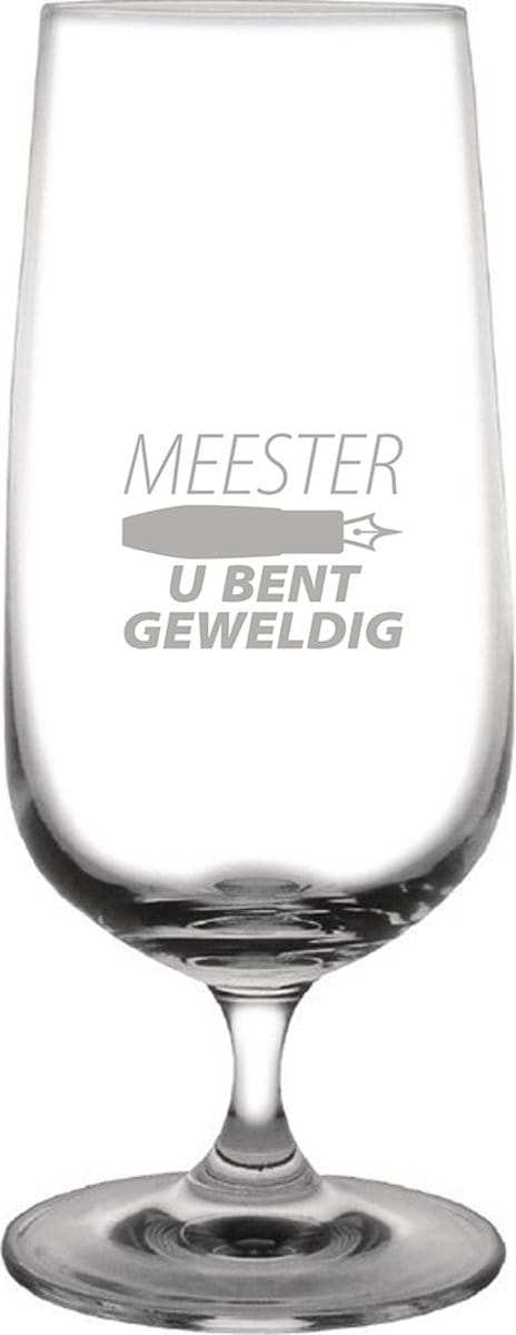 Gegraveerde bierglas op voet 41cl Meester u bent geweldig