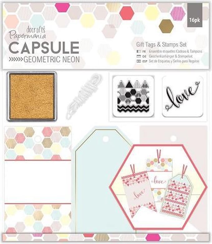 Papermania: Capsule - Geometric Neon - Gift Tags & Stamps Set (16pcs) (PMA 105301)