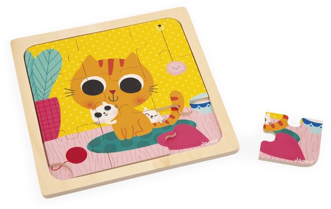 Janod - Houten puzzel - Kat Peanut