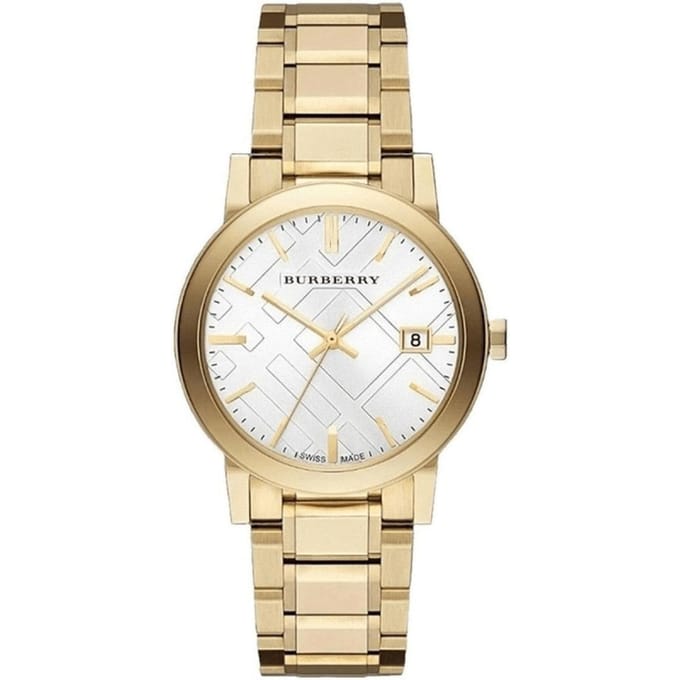 Burberry BU9003 Wit Wijzerplaat Roestvrij Staal Unisex Horloge 38mm goud