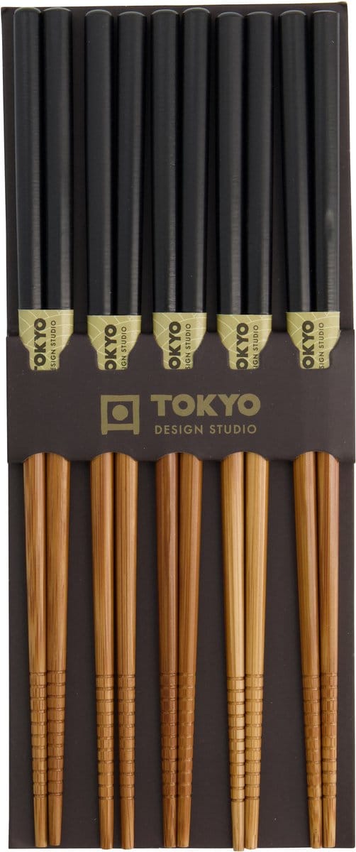 Tokyo Design Studio - Eetstokjes met Zwarte bovenkant – Set van 5 paar