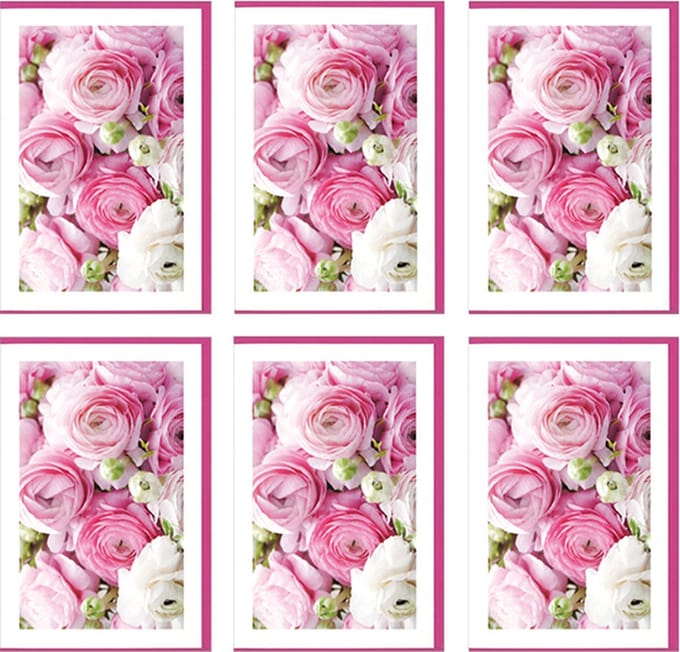 MGPcards - 6x dubbele wenskaart met envelop - Blanco - Bloemen - 11,5 x 17 cm