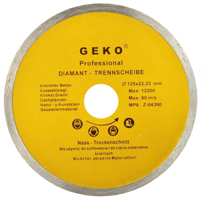 GEKO Diamantschijf - Continu Segment - Fijn Snijden - 125 mm - 8 mm Hoogte