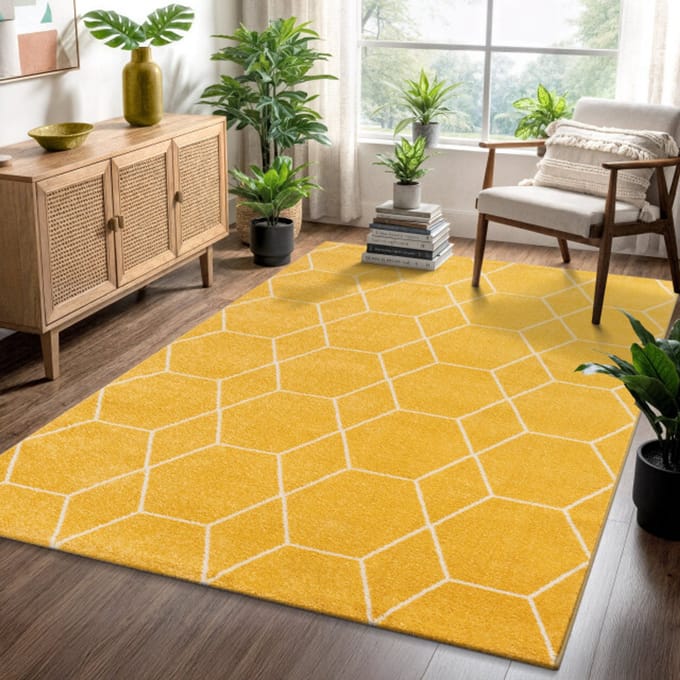 Muratap Trellis uni effen laagpolig vloerkleed modern 200x290 cm