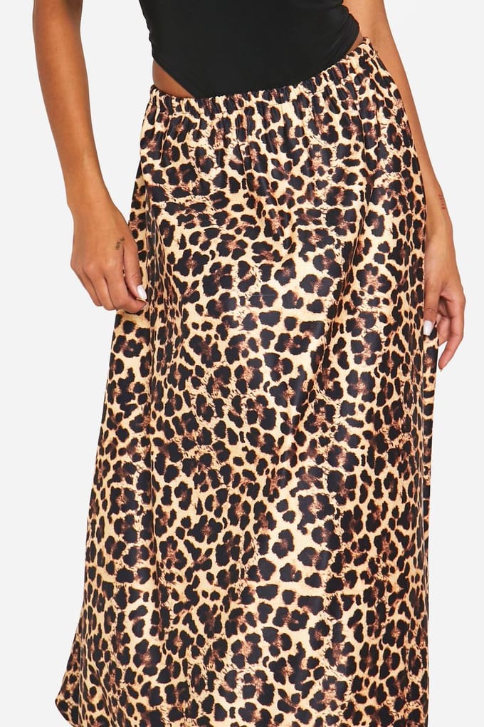 boohoo Dames Leopard Puff Ball Maxi Rok | Luipaardprint | Maat: 36