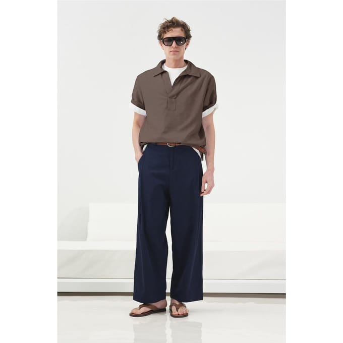 Ontspannen Pasvorm Korte Mouwen Poplin Shirt