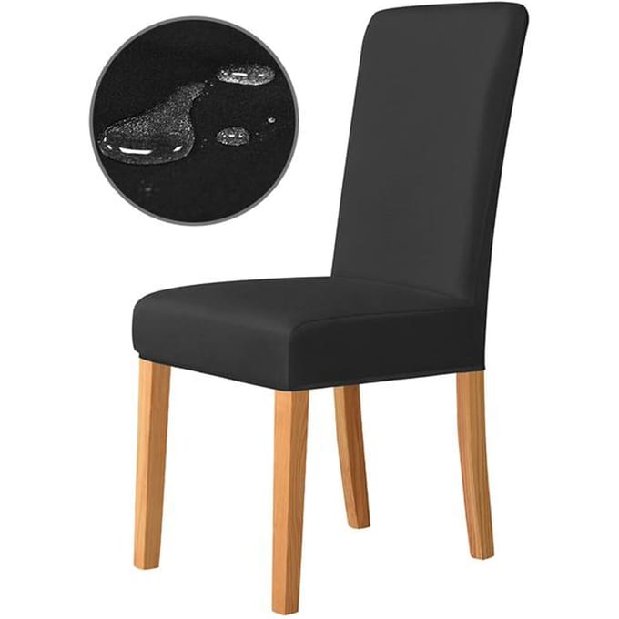 1/2/4/6 pièces tissu imperméable housse de chaise multicolore Spandex élastique doux housse de chaise housse de siège pour cuisine salle à manger 1 Piece noir