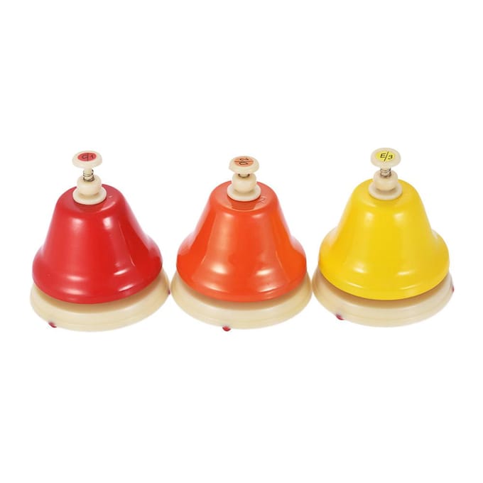 8 noten kleurrijke handbellen handbelset muzikaal percussie-instrument ijzer en kunststof materiaal voor oude muziekeducatie veelkleurig