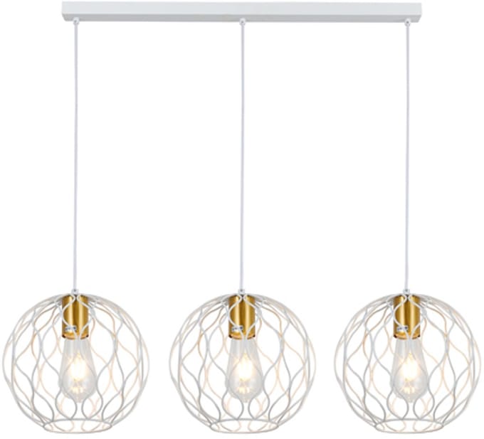 ONDA pendel 3x E27 wit + geborsteld goud