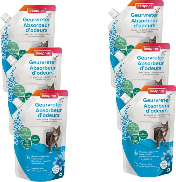 Beaphar Geurvreter - Kattenbakreinigingsmiddelen - 6 x 400 g