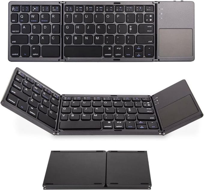HEZIVO® Wireless Keyboard - Bluetooth Toetsenbord - Draadloos - Gaming - Qwerty - Opvouwbaar - Touchpad