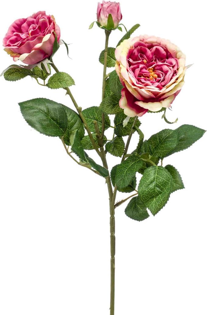 Emerald - Kunstbloem Roos 58cm roze/paars - Kunstplant voor binnen