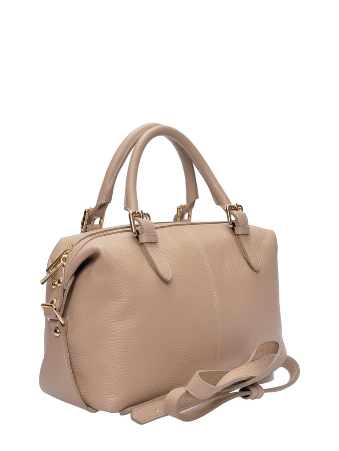 Luisa Vannini Beige Rundleer Tas