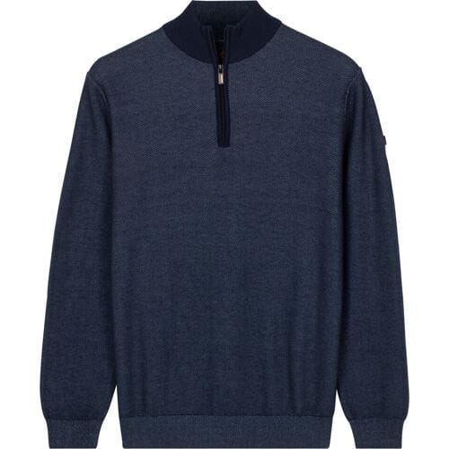 Baileys Trui Half Zip Two-Tone Jacquard Allover Plated Dark Blue / male