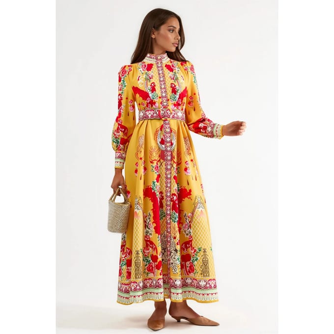 Bloemen Maxi Jurk met Ceintuur