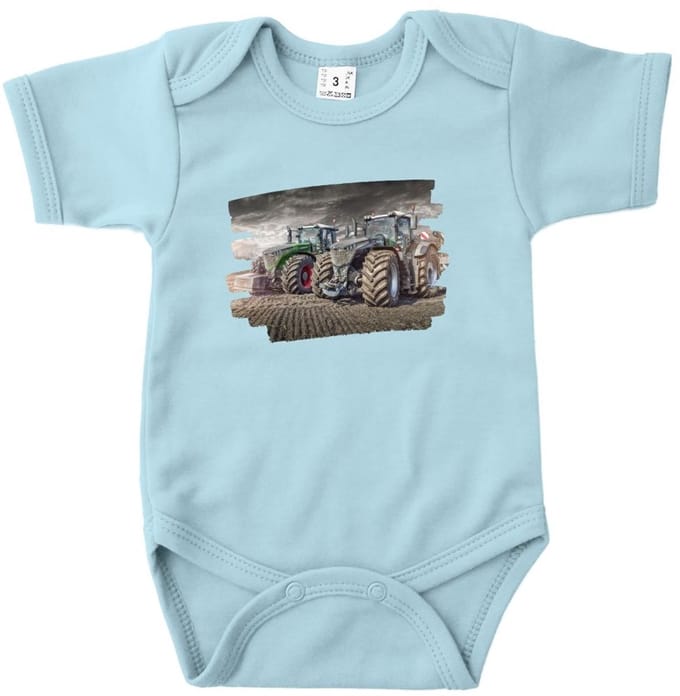 Romper met donkergroene tractor - Blauw - 86