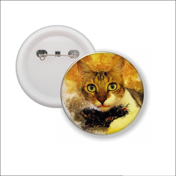 Button Met Speld - Kat