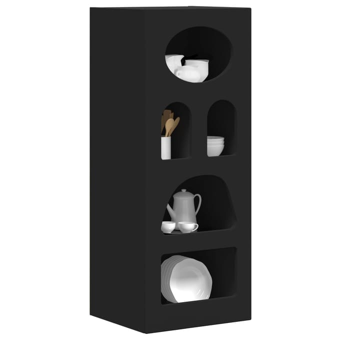 vidaXL - Dressoir - ELST - Zwart - 40 - x - 35 - x - 100.5 - cm - Bewerkt - hout