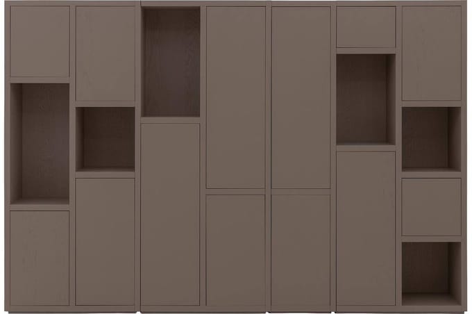 Goossens Wandmeubel Granada, 13 Deuren 6 Open Vakken - Hout Bruin