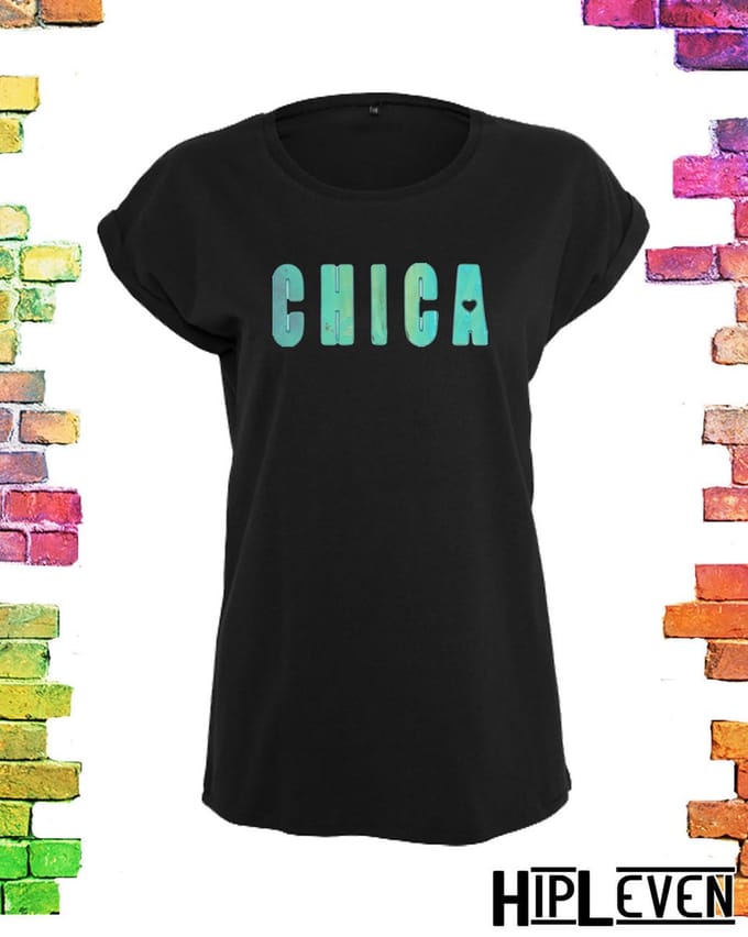 Zwart shirt met print Chica | Zwart / M (38)