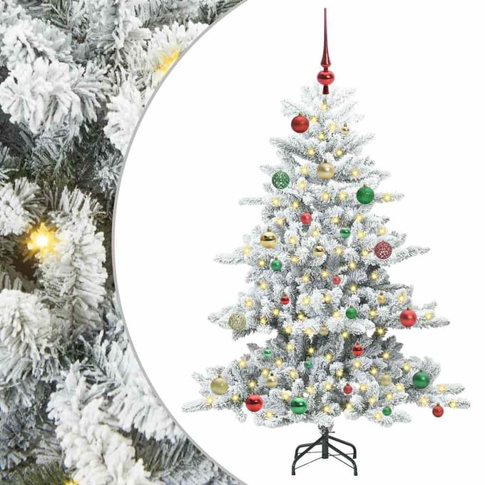 vidaXL - Kunstmatige - Hinged - Kerstboom - Wit - 150 - cm - PVC - en - Staal