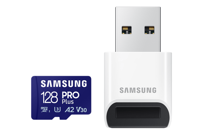 Samsung PRO Plus - Micro SD Kaart met Kaartlezer - 180 & 130 MB/s - 128 GB