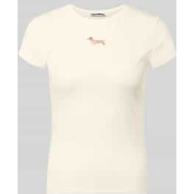 T-shirt met motief-stitching en ronde hals