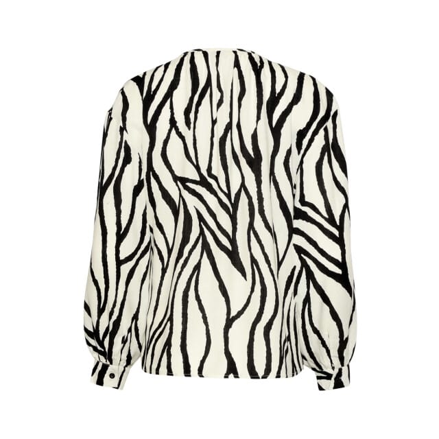 Smashed Lemon Dames top met abstracte zebra print in off-white en zwart |