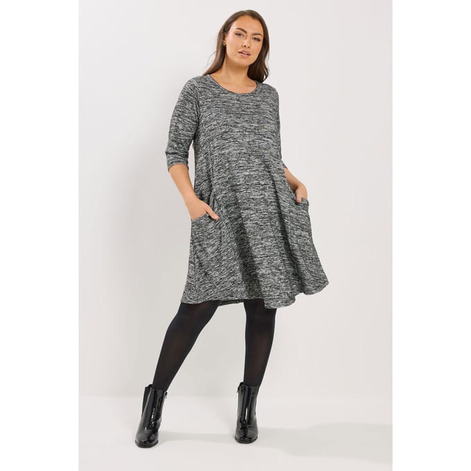Yours Grijze Gedrapeerde Jurk Met Zakken Size 44